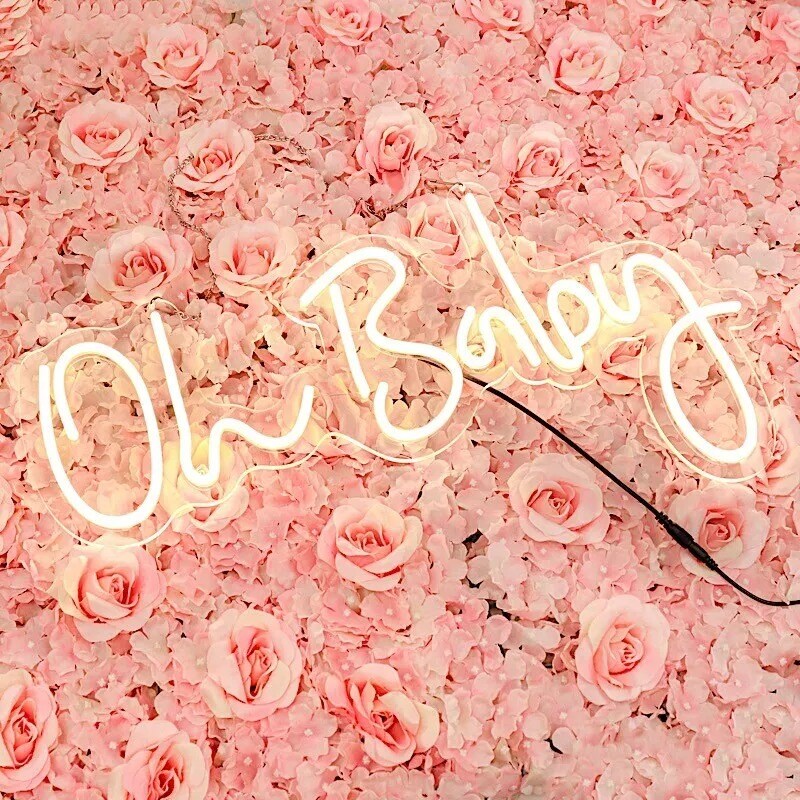 26&#x22; Warm White Oh Baby Neon Sign LED Hanging Wall Decor Lights Party Decorations