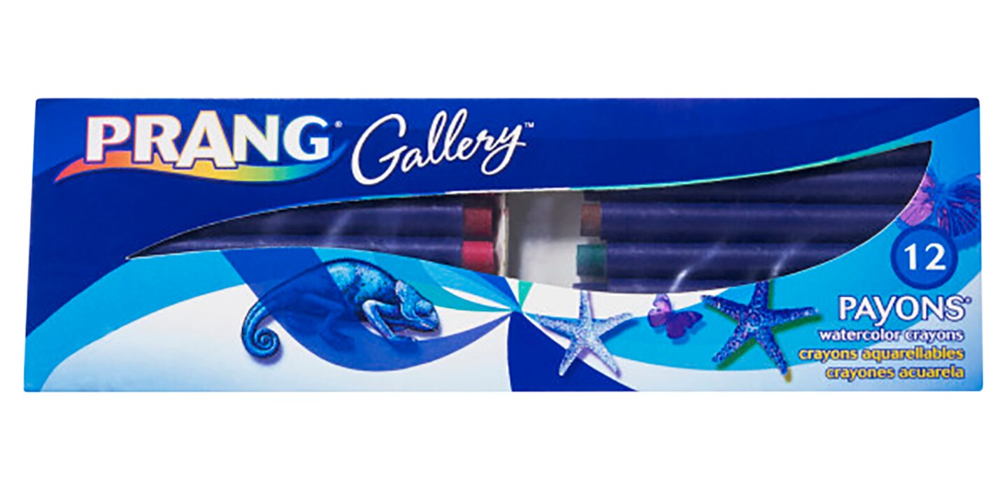Prang Payons Water Soluble Watercolor Crayon Set with Brush, Assorted Colors, Set of 12