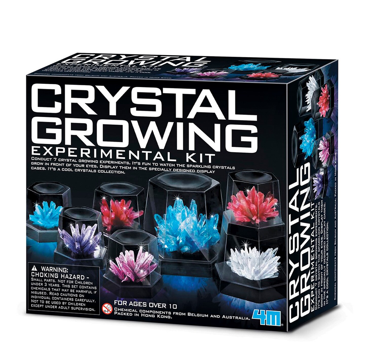 4M 5557 Crystal Growing Science Experimental Kit - 7 Crystal Science Experiments with Display Cases - Easy DIY STEM Toy Lab Experiment Specimens, Educational Gift for Kids, Teens, Boys & Girls