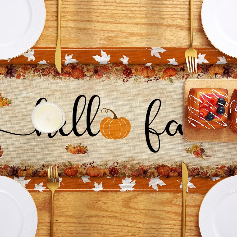 Vintage Fall Thanksgiving Table Runner Thanksgiving Decorations -13 x 72 Inch