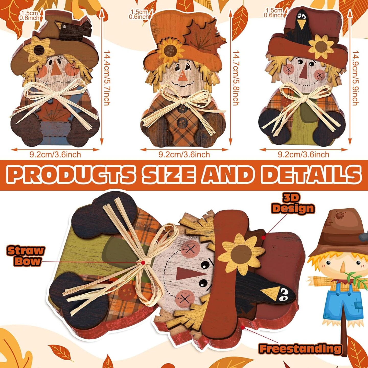 3 Pcs Thanksgiving Scarecrow Decor Fall Decor