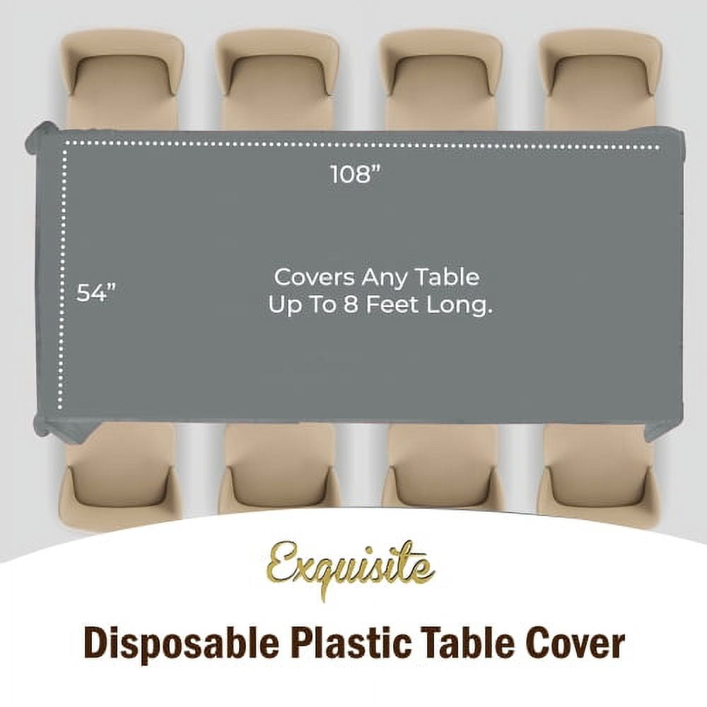 Exquisite 12-Pack Premium Plastic Tablecloth 54in. x 108in. Rectangle Plastic Table Cover