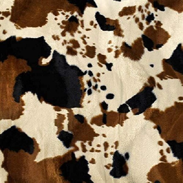 1 Yard Brown Cow Velboa Faux Fur 58″/ 60″ Wide Animal Pattern Plush Fabric for Crafts & Decor
