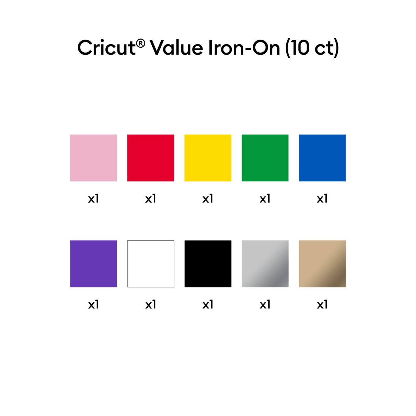Cricut Value Iron-On, Rainbow Sampler - 12 in x 12 in (10 ct), Rainbow Sampler