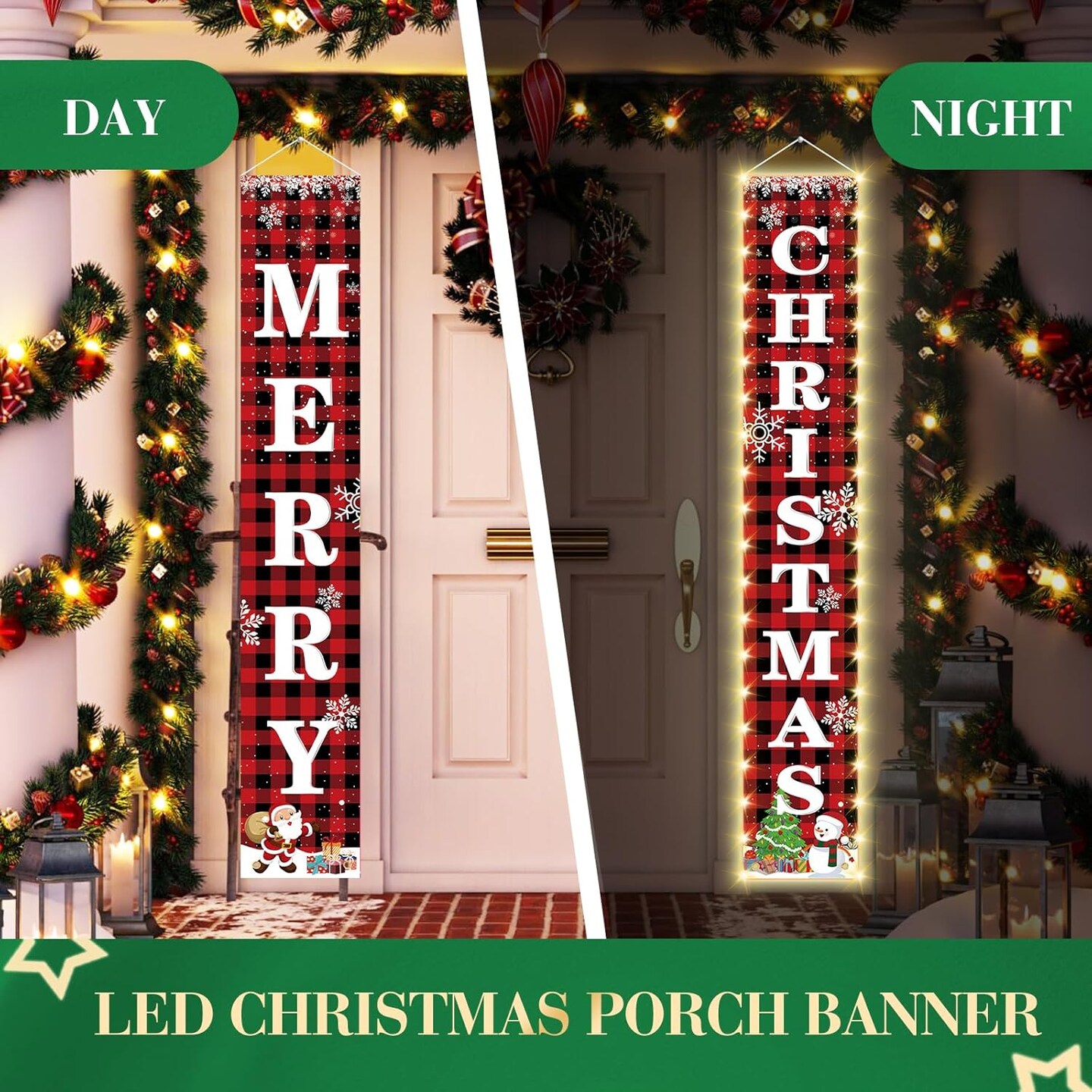 Christmas Lighted Banner for Doorway Porch Yard