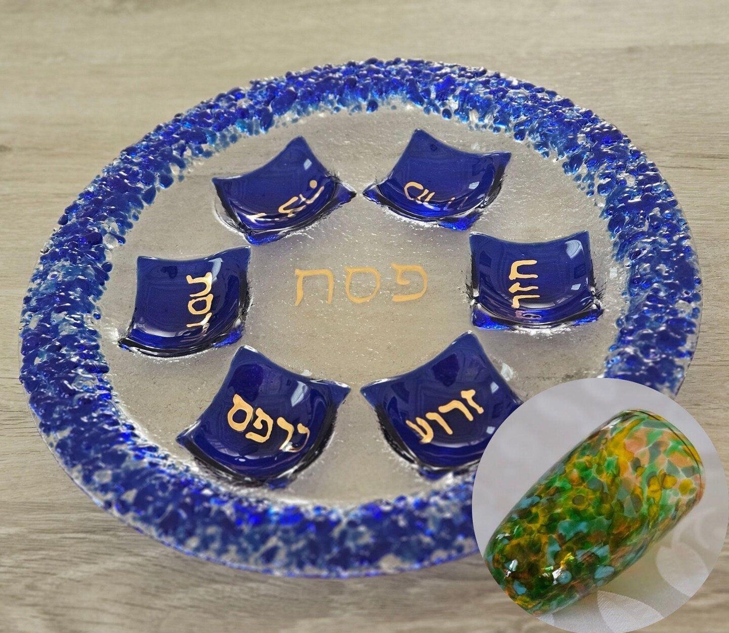 Jewish Chuppah Glass Fo Stomping Sky Blue Colos Jewish