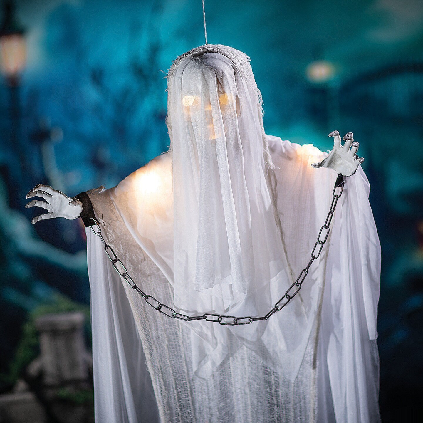 Animated White Grim Reaper with Lights &#x26; Sound 5 Ft.