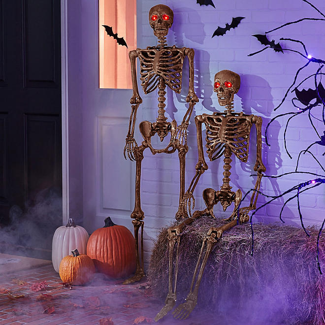 Bronze Talking Skeletons Set with LED Eyes
