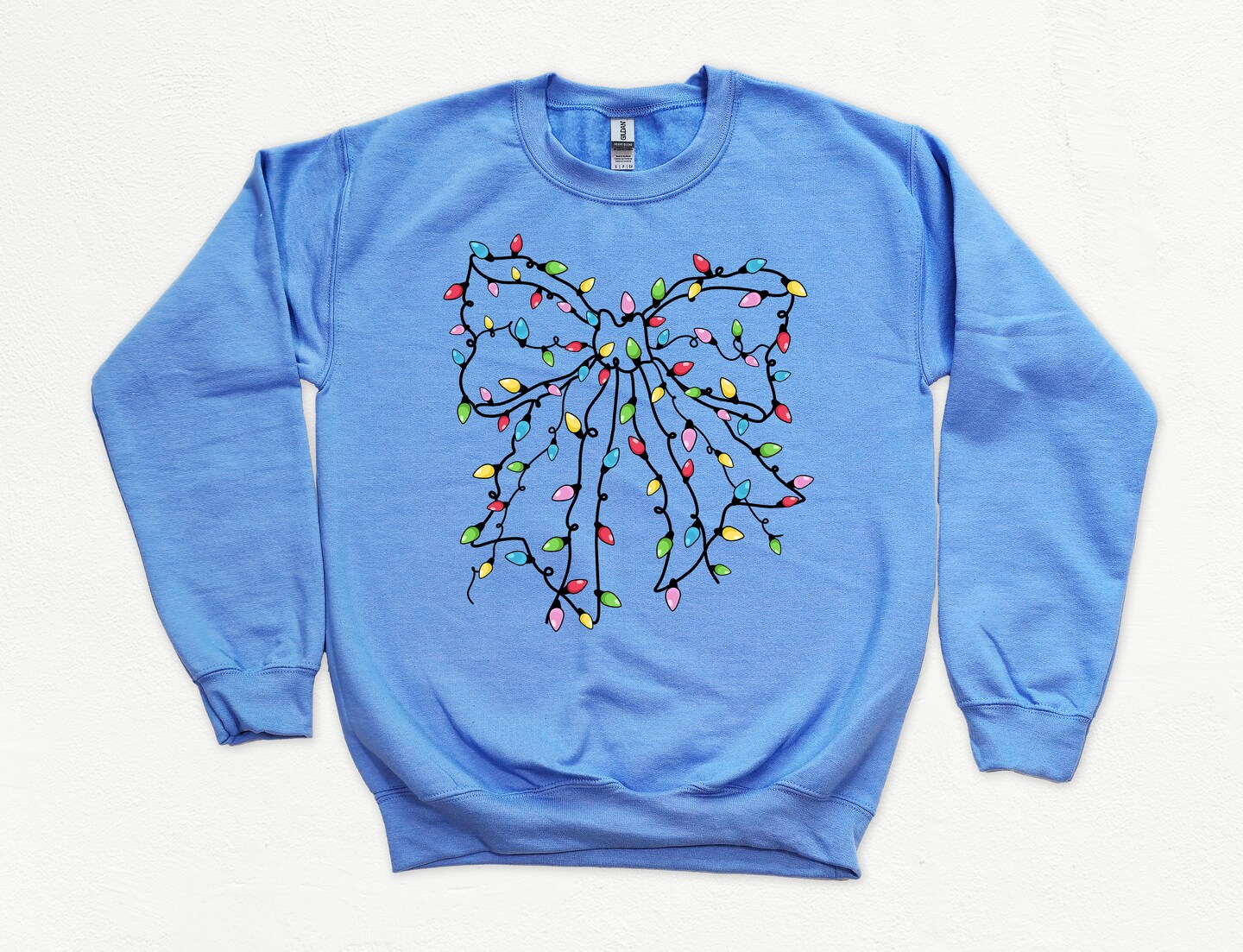 Christmas Lights Bow Sweatshirt, Christmas Sweatshirt, Cute Christmas Coquette Shirt, Fun Christmas Shirt, Holiday Sweater product 3