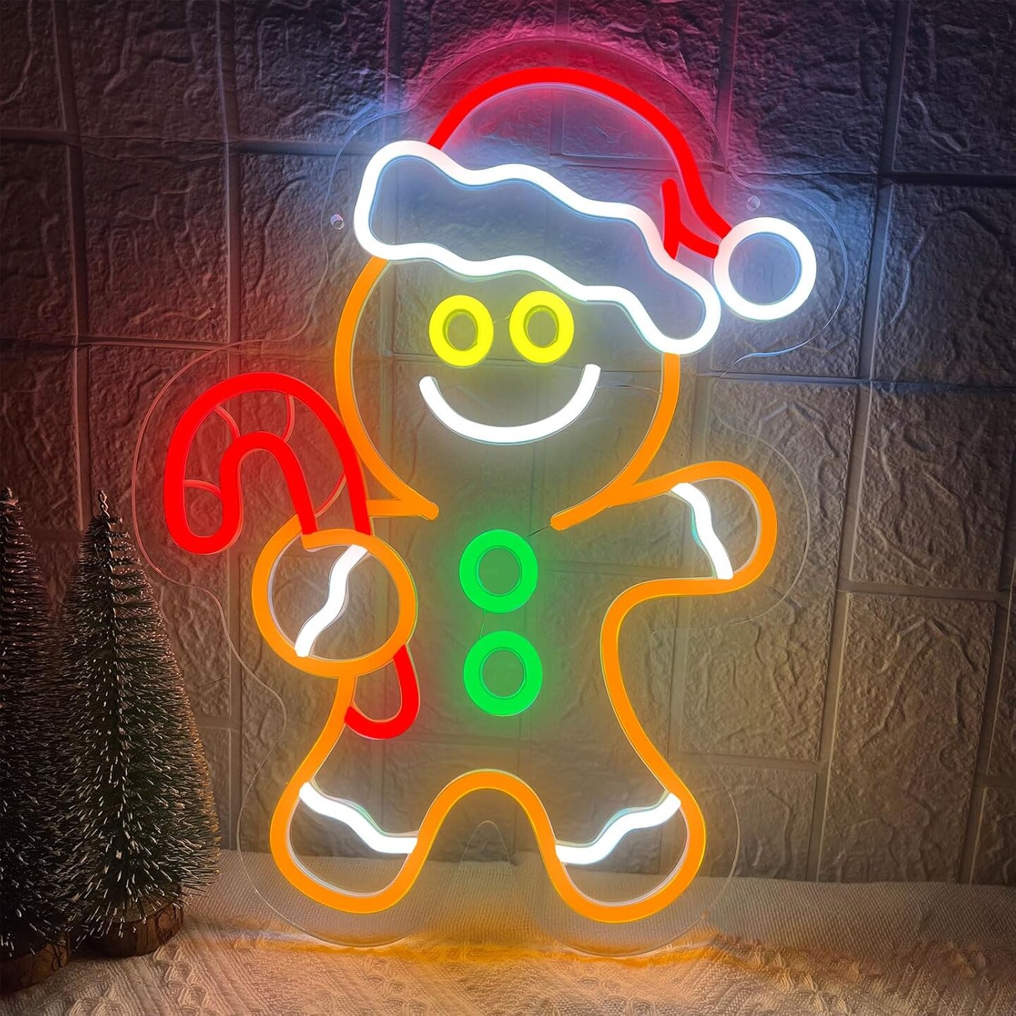 Gingerbread Man Neon Sign for Christmas Decor, Dimmable Christmas Neon Signs for Wall Decor, LED New Year Neon Lights for Kids Room, Living Room, Birthday, Party, Club, Girls, Boys