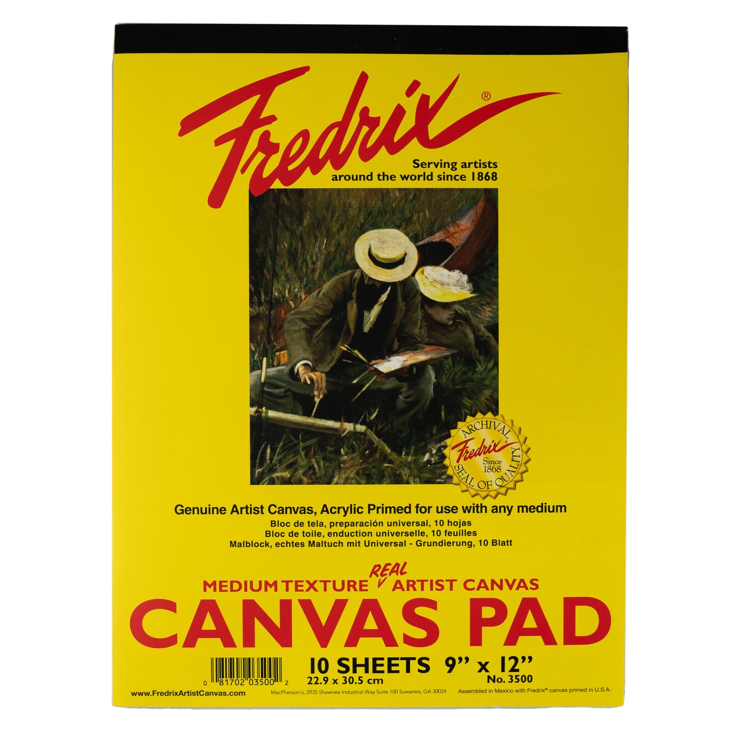 FREDRIX Creative Series White Canvas Pad, 9&#x22; x 12&#x22;