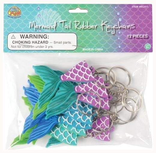Mermaid Tail Rubber Keychains (Include 12 Units)