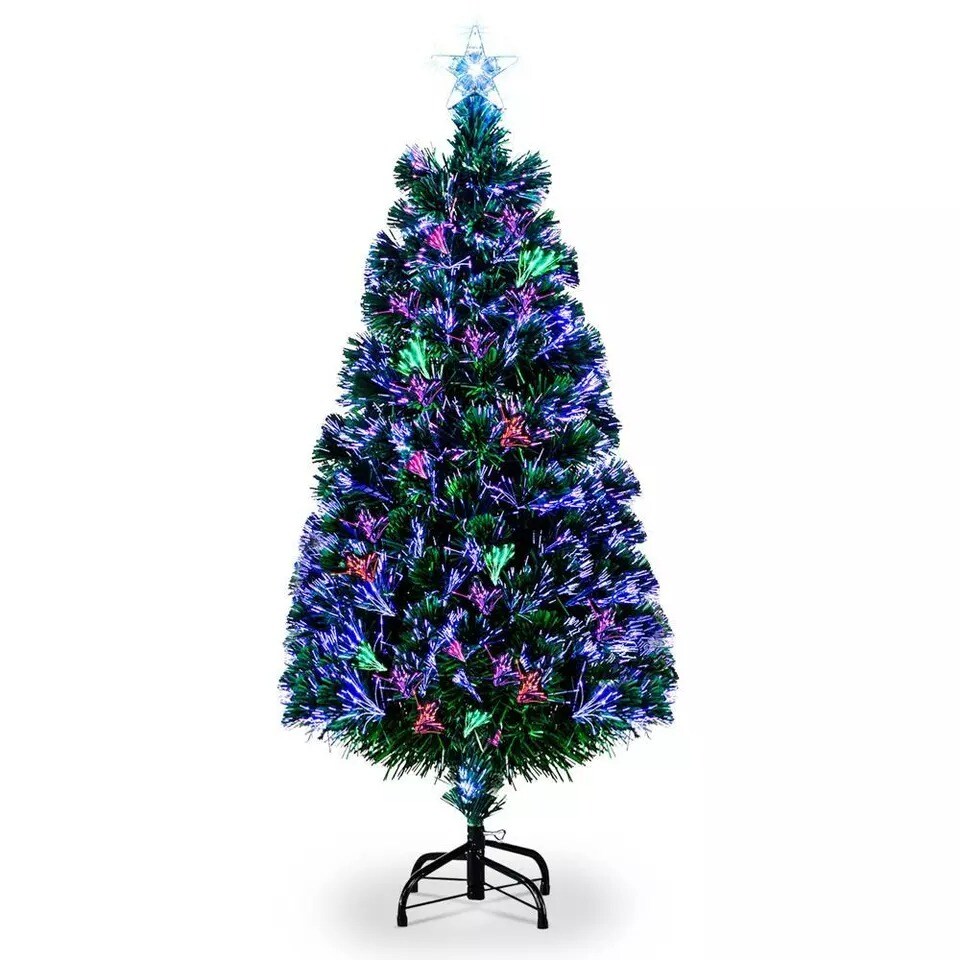 6' Pre-Lit Fiber Optic Artificial Christmas Tree Colorful Led Lights Decorations