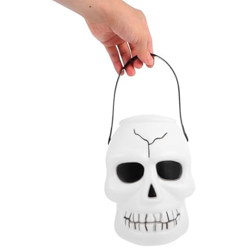 Skull Halloween Candy Bucket, Mini Halloween Candy Holder Trick-or-Treat Bucket Ghost Cauldron for Halloween Party Favor Supplies with Lid
