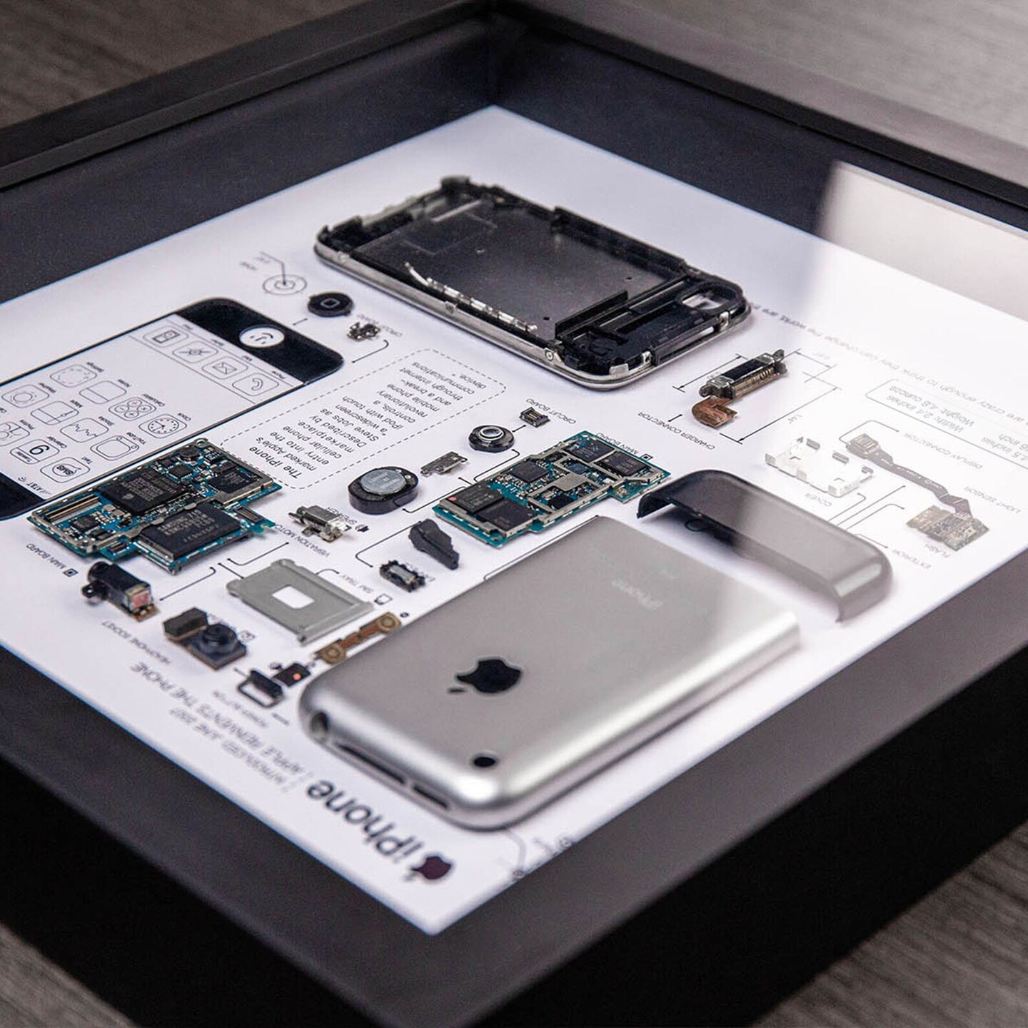 Framed iPhone 2G Disassembled Phone Teardown iphone Wall Art Gifts
