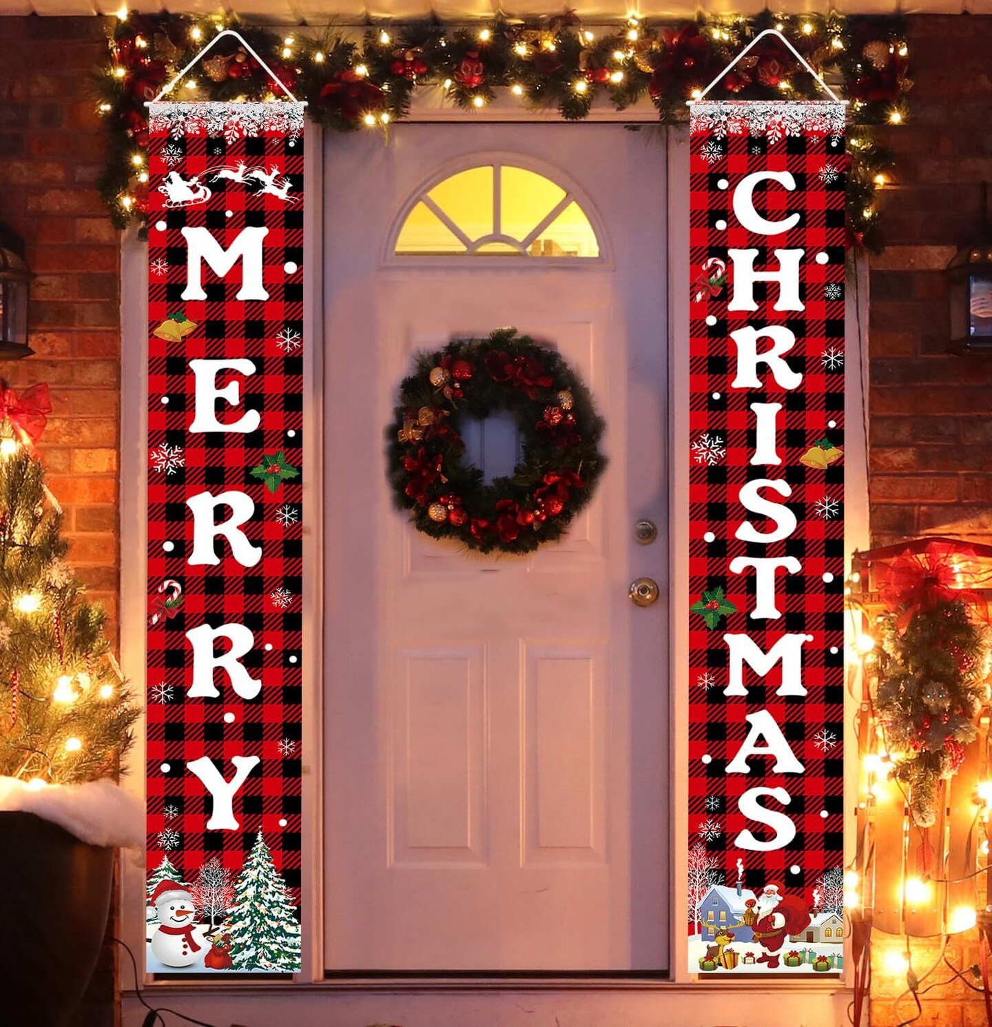 Christmas Decorations Merry Christmas Banner Xmas Porch Door Sign Welcome Banner for Wall Home Party Decor Christmas Decorations Indoor Outdoor