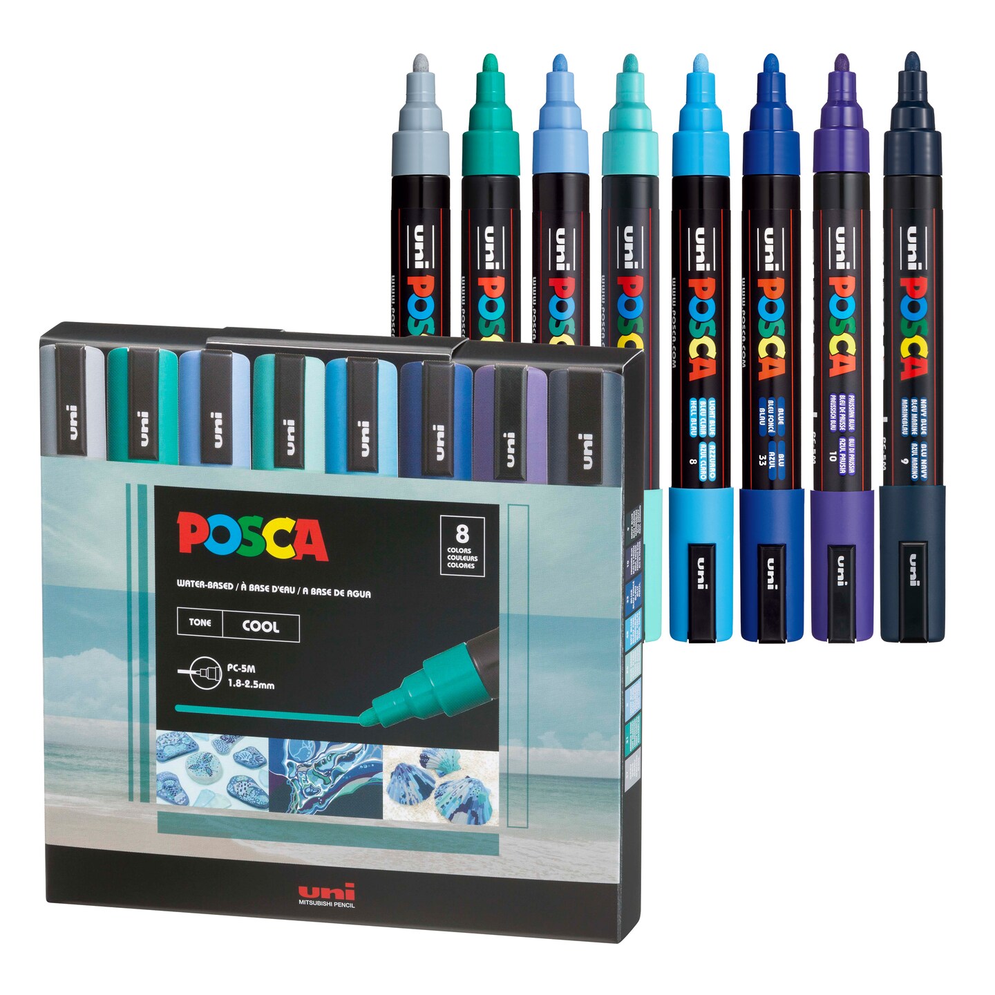 POSCA Paint Markers, PC-5M, Cool Colors Set