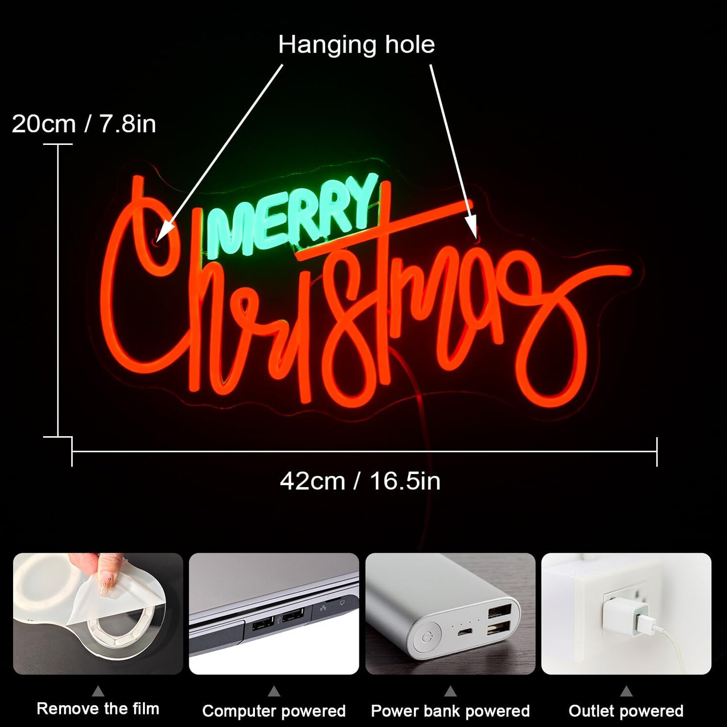 Merry Christmas Neon Sign - Red Green Led Sign 10 Dimmable Neon Signs for Wall Decor, Merry Christmas Neon Lights Signs for Christmas Party Bar Home Christmas Decor Family Kids Gifts