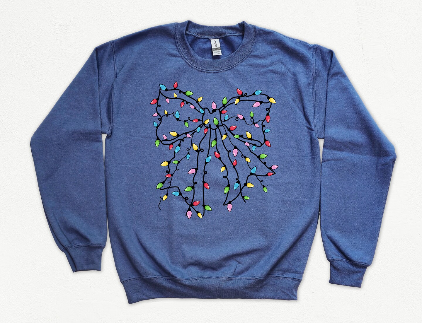 Christmas Lights Bow Sweatshirt, Christmas Sweatshirt, Cute Christmas Coquette Shirt, Fun Christmas Shirt, Holiday Sweater product 4