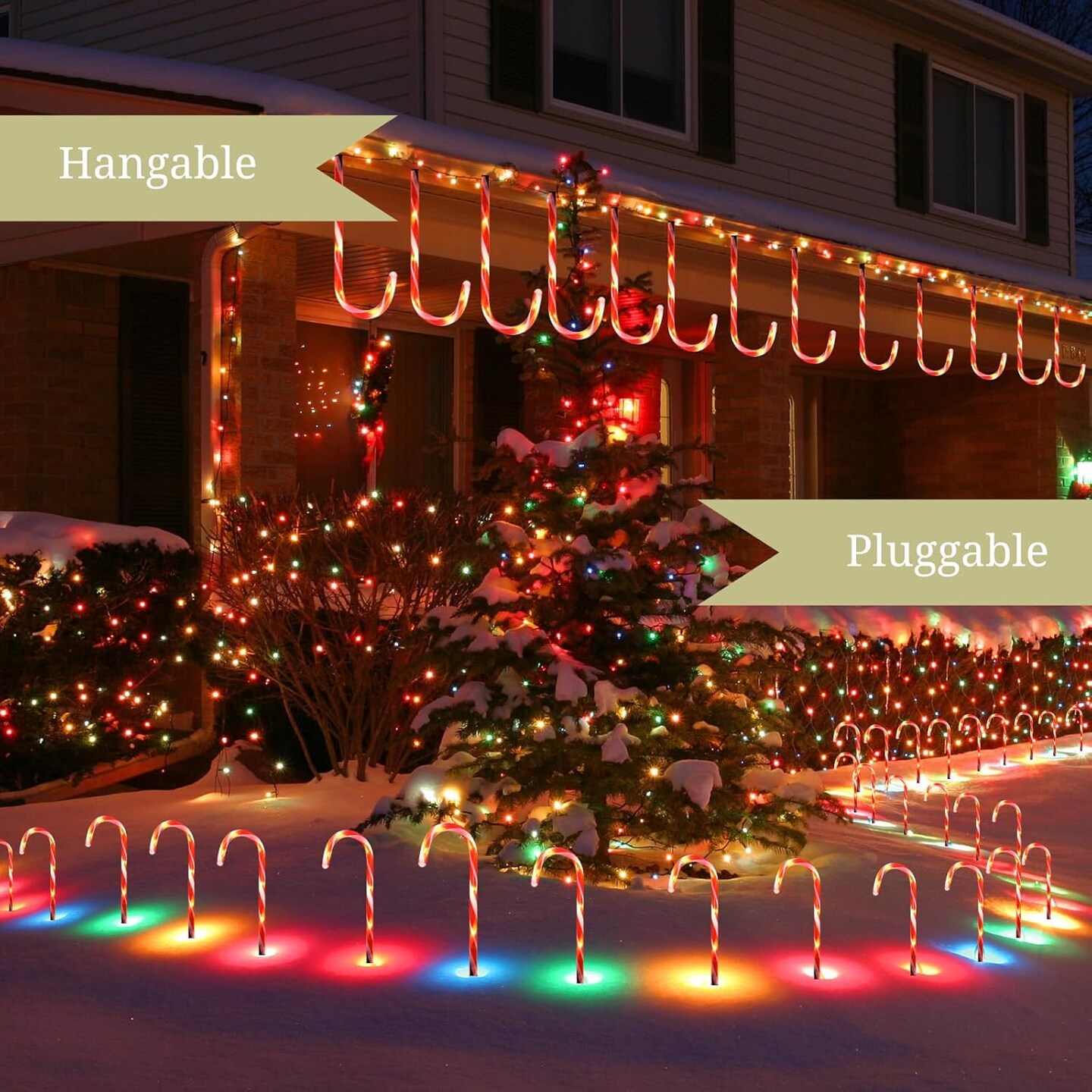 24-Pack Upgraded Solar Christmas Candy Cane Lights, Solar Pathway Lights Waterproof, Christmas Decorations Outdoor with 8 Modes for Party Patio Garden Lawn Yard Decor