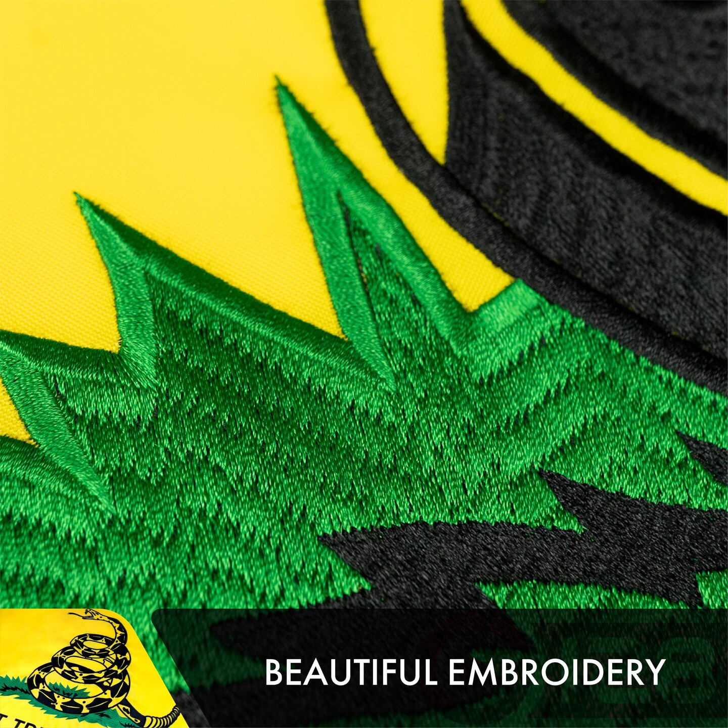 G128 2 Pack: Gadsden Don&#x27;t Tread On Me Flag | 1x1.5 Ft | Double ToughWeave Series Double Sided Embroidered 210D | Historical Flag, Embroidered Design, Indoor/Outdoor, Brass Grommets, Heavy Duty, 3-ply