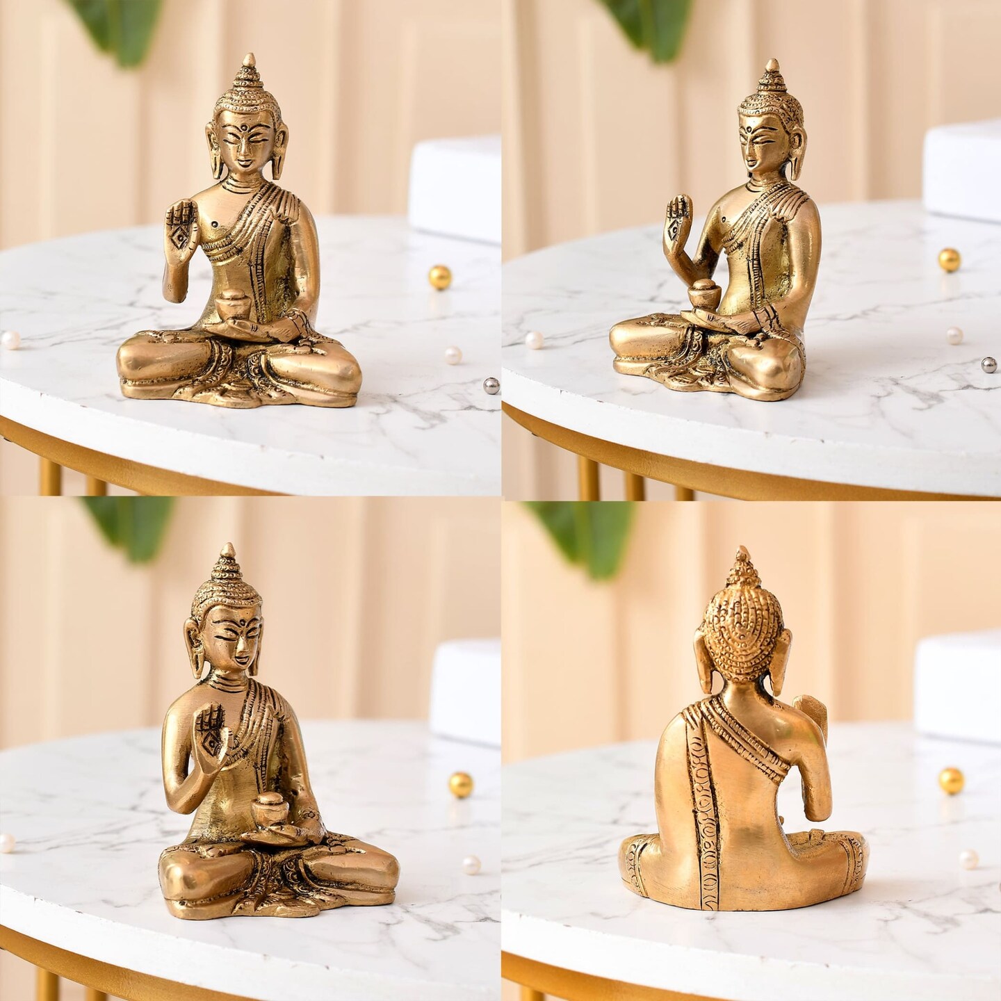 Buddha Statue 4 Inch Brass Buddha Idol Sculpture for Home Living Room Zen Decor - Perfect Gift for Spiritual Meditation Shrine