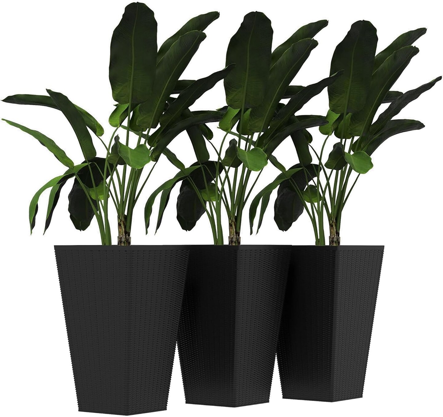 3-Piece Ceramic Indoor Planter Set with Drainage Holes, Color: Black |  Michaels