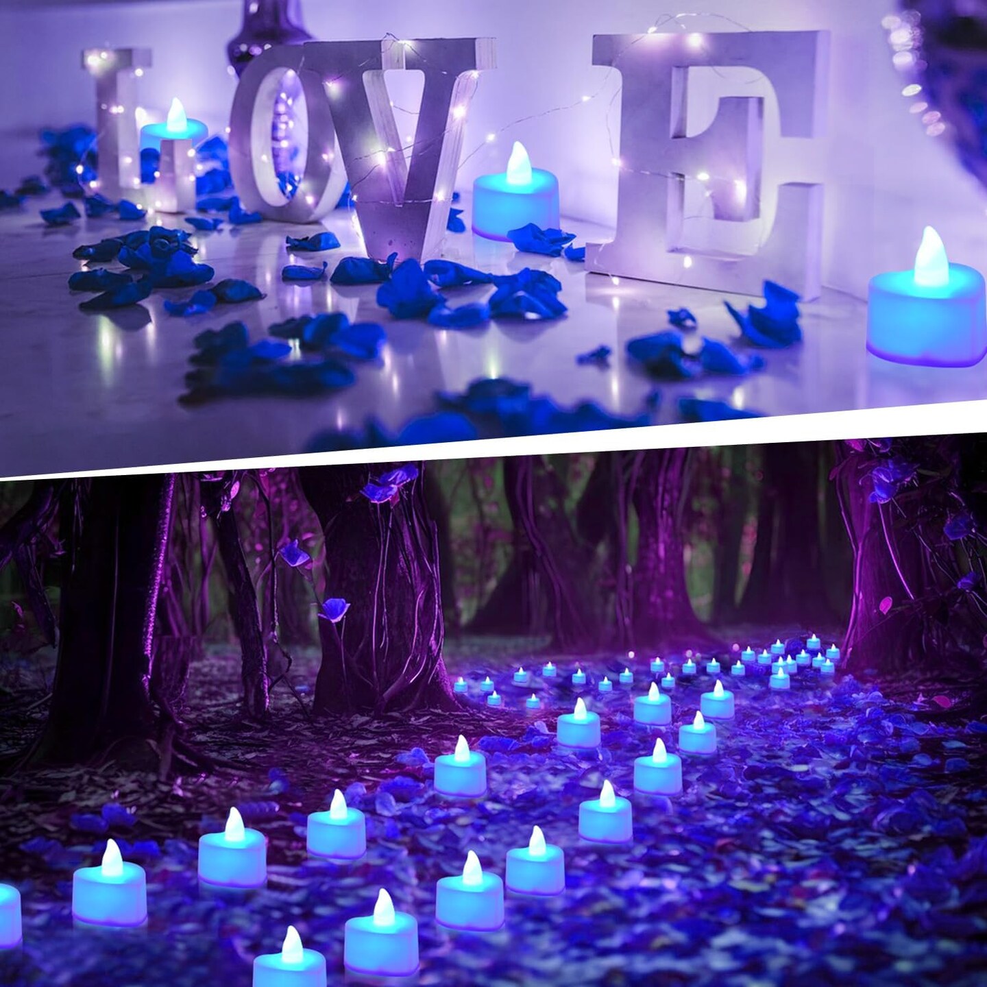 Artificial Rose Petals with LED Tea Lights Kit, for Special and Romantic Night Valentine Wedding Decor