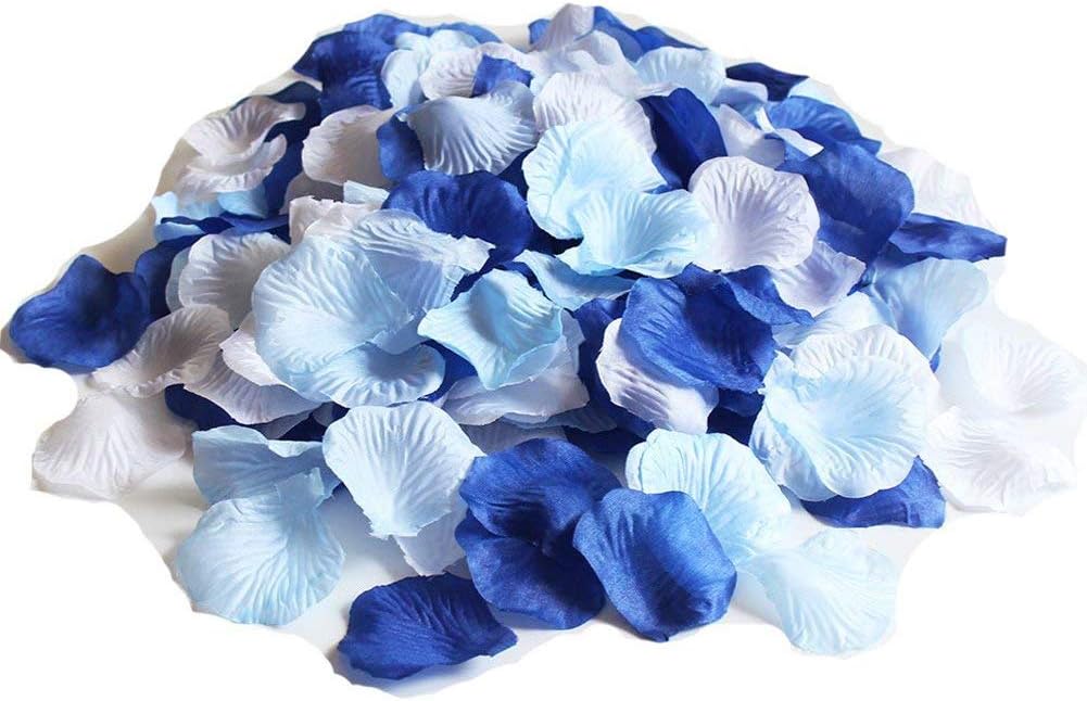 Mixed Blue and White Artificial Silk Flower Rose Petals for Wedding Aisle Decorations Flower Girl Scatter Petals Table Centerpieces