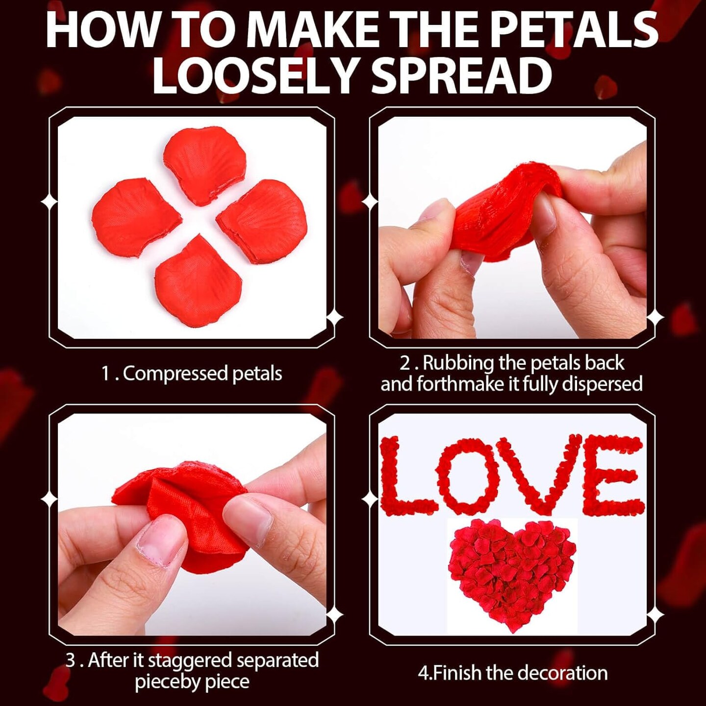 Rose Petals and Candles Set for Romantic Decorations, 48 Romantic Candles with 4000 Fake Rose Petals for Special Night, Hotel Room, Date Night, Bedroom, Valentine's Day Decorations