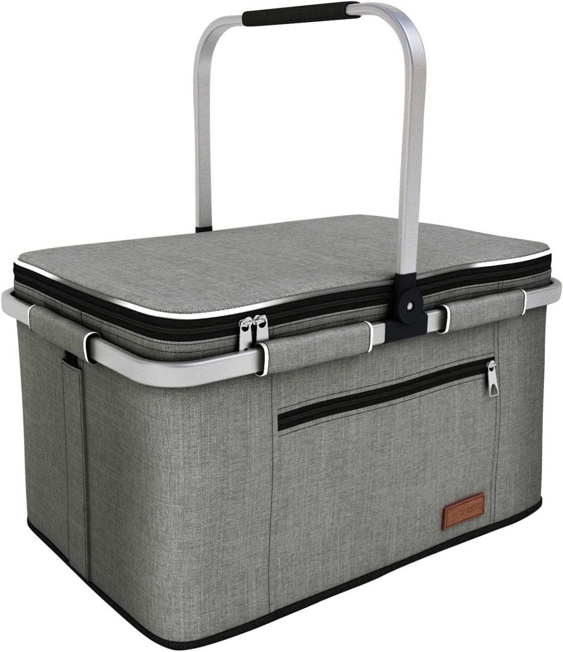 35L Large Picnic Basket 2 Layers of Internal Pockets Leak-Proof and Insulated Folding, Internal Support Does Not House Warming Gifts New Home, Wedding Gifts for Couple