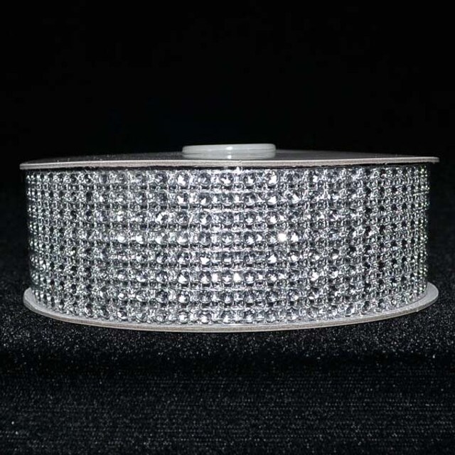 1.5&#x22; x 10 Yards Silver Diamond Mesh Ribbon 5 Rolls of Rhinestone Bling Ribbon