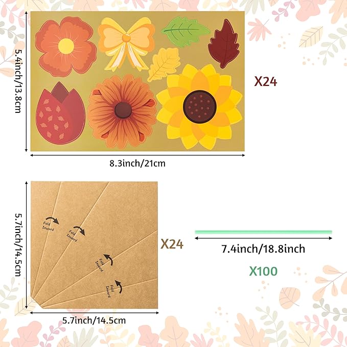 Flower Bouquet Craft Kit - 24Pcs Fall Flower Bouquet Craft for Kids Make Your Own Thankful Flower Bouquet Autumn Fall Florals Thanksgiving DIY Gift Craft School Classroom Home Fun Activities