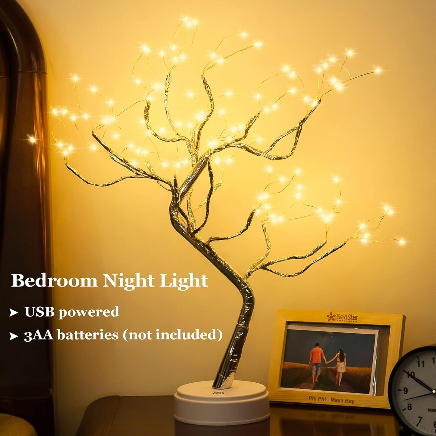 108 LED Sparkly Fairy Tree Lamp, Warm White, Remote Control, USB/Battery, 8 Modes, DIY Bonsai Decor, Festival Decoration Light