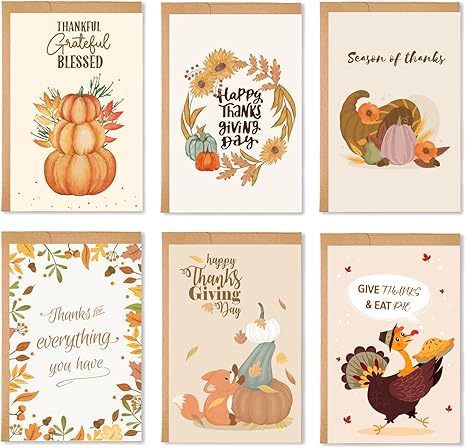 36 Pack Thanksgiving Cards with Self Adhesive Envelopes, 4" x 6 ...