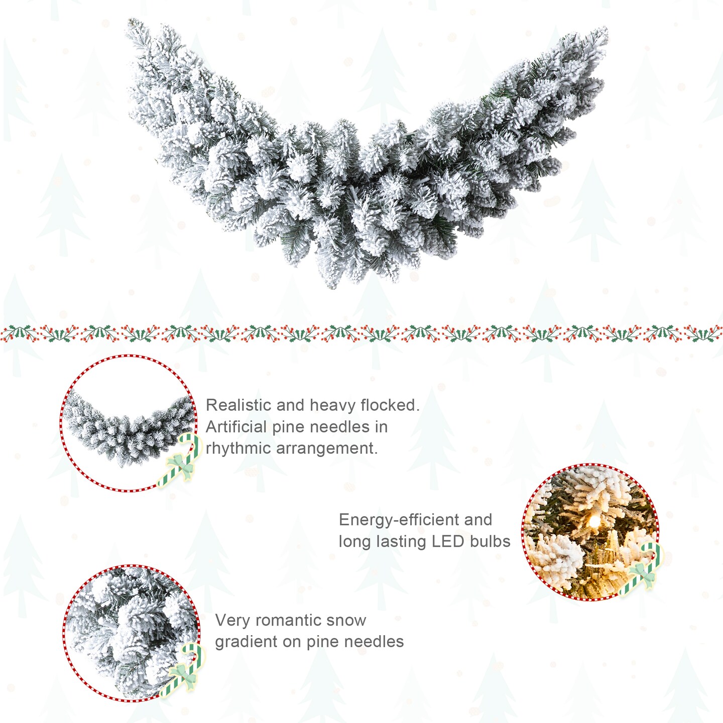 3ft Pre-Lit Christmas Swag, with 50 Warm White LED Lights, Three Function