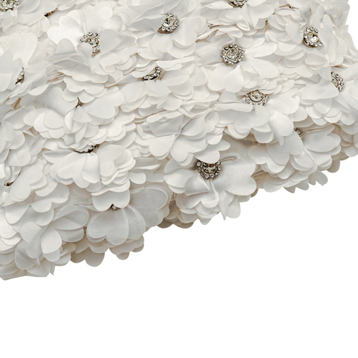 2&#x22; x 10 Yards White 3D Satin Flower Trim with Diamond Center