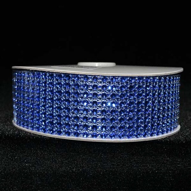 1.5&#x22; x 10 Yards Royal Blue Diamond Mesh Ribbon 5 Rolls of Rhinestone Bling Ribbon