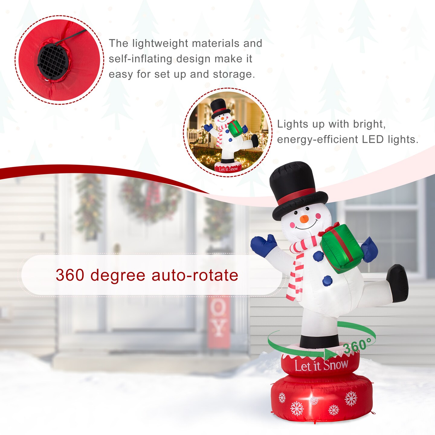 6FT Lighted Inflatable Rotating Gingerbread Man/Snowman/Elf D&#xE9;cor