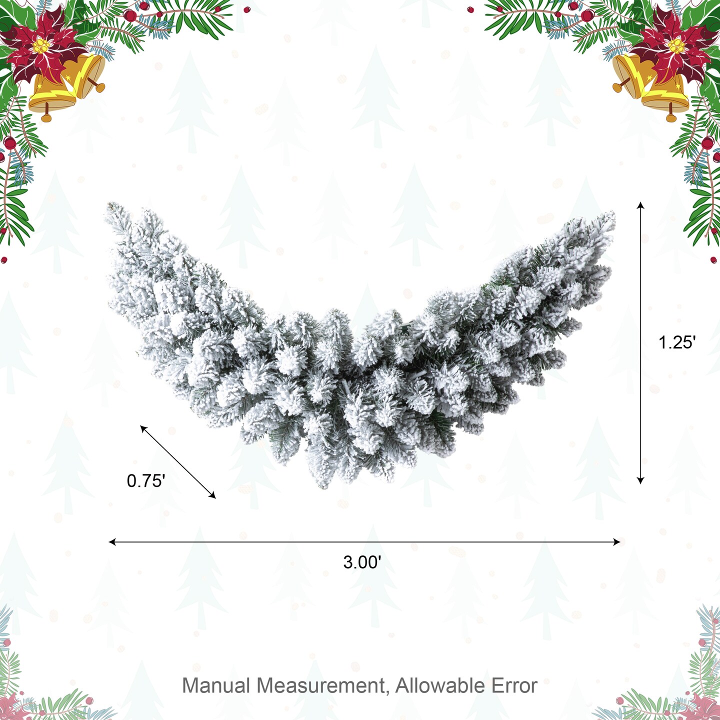3ft Pre-Lit Christmas Swag, with 50 Warm White LED Lights, Three Function