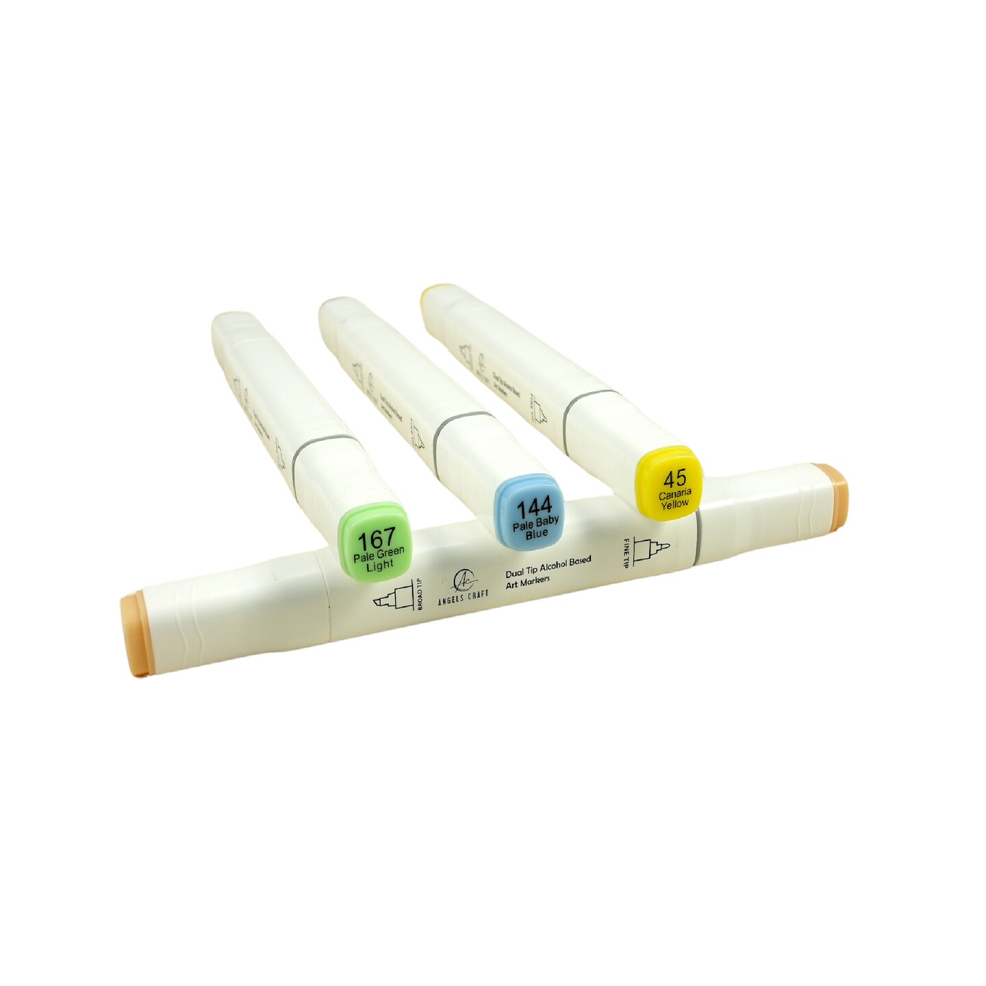 Angels Craft 12-Piece Set of Alcohol Dual Tip Markers Includes Reusable Plastic Storage Case