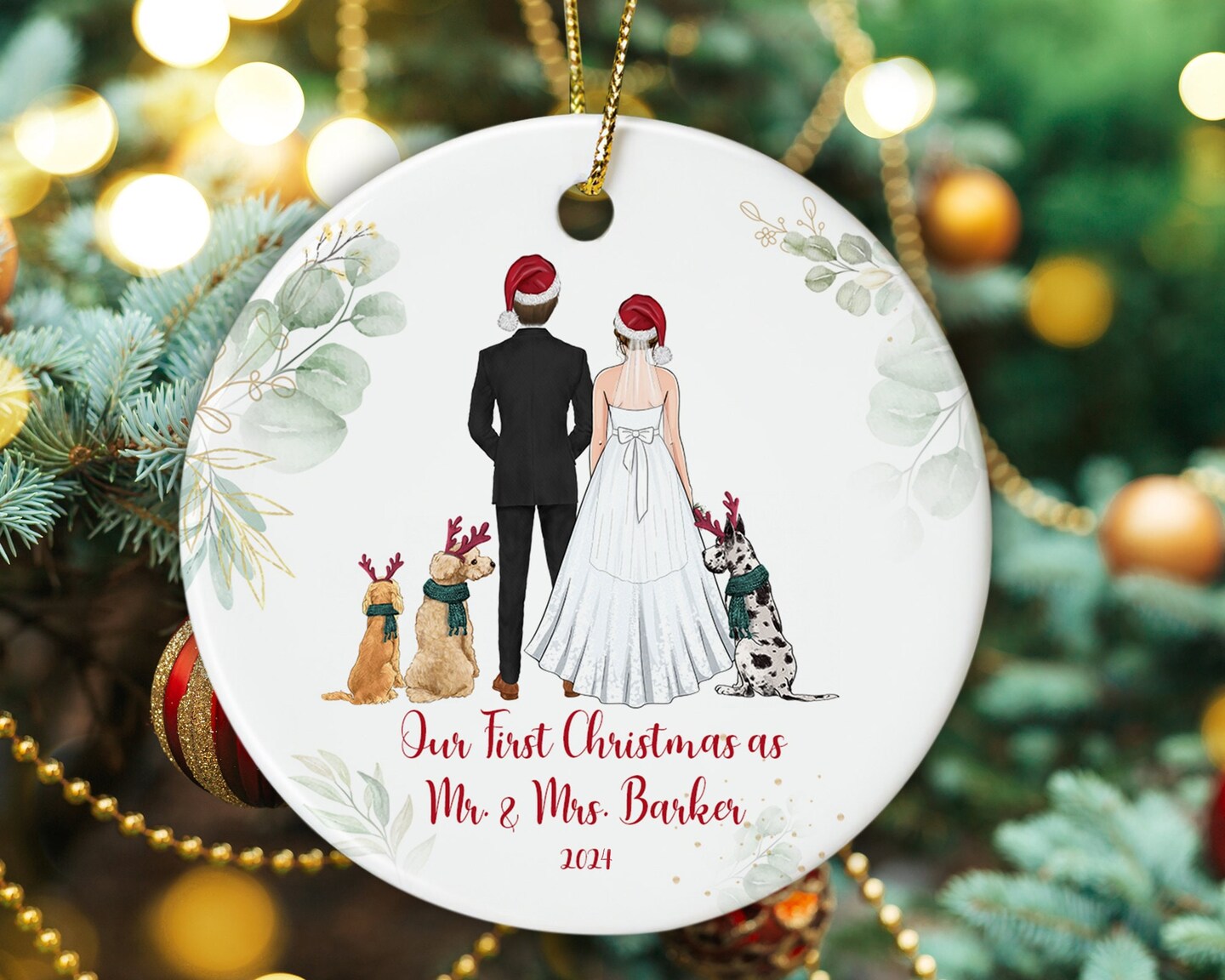 Couple and dog ornament best sale