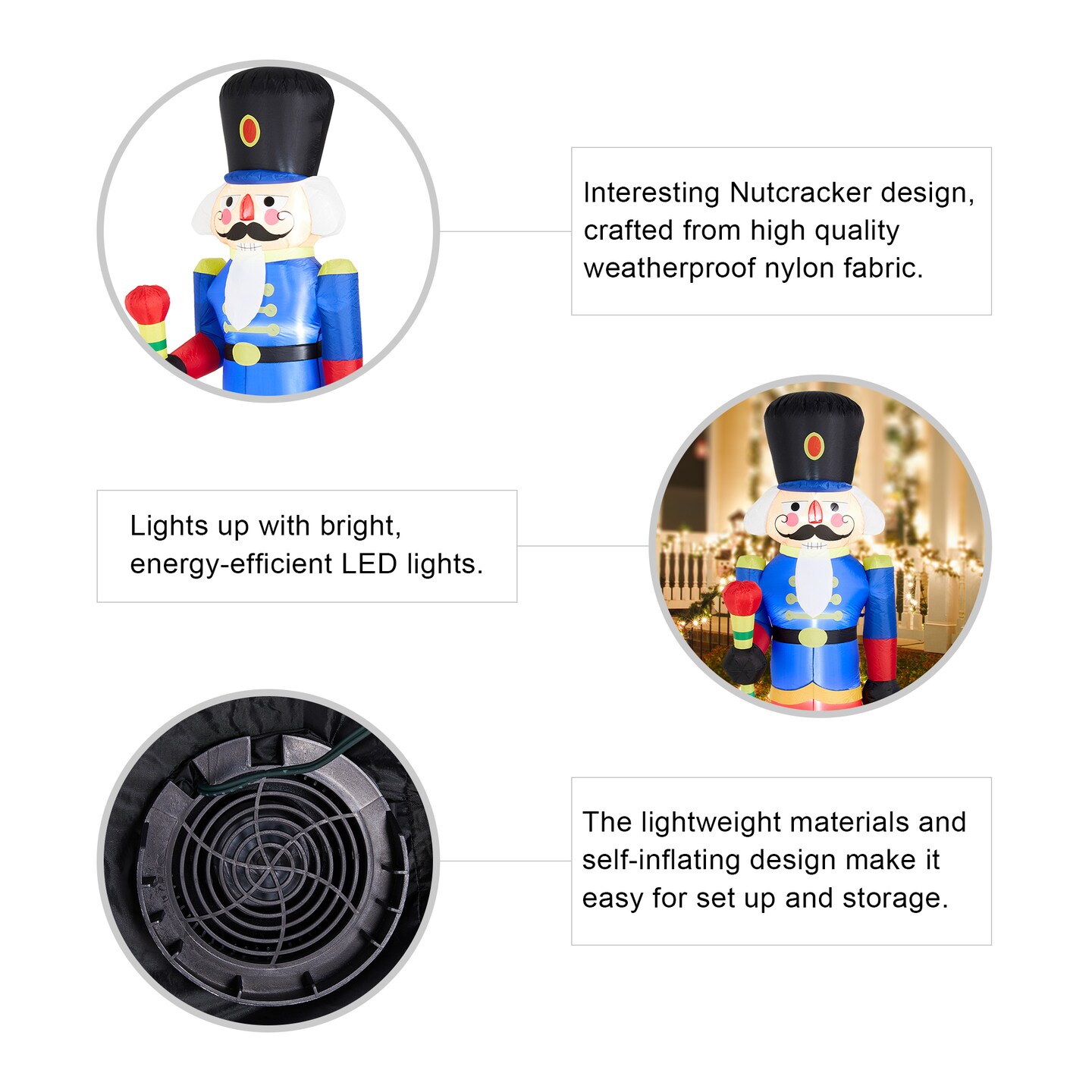 Set of 2 8FT Lighted Inflatable Nutcracker Soldier Décor