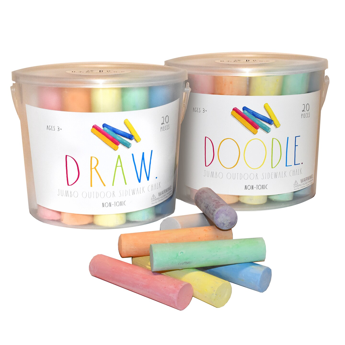 2 Pack CocoNut Outdoor Jumbo Sidewalk Chalk, 40 Pieces