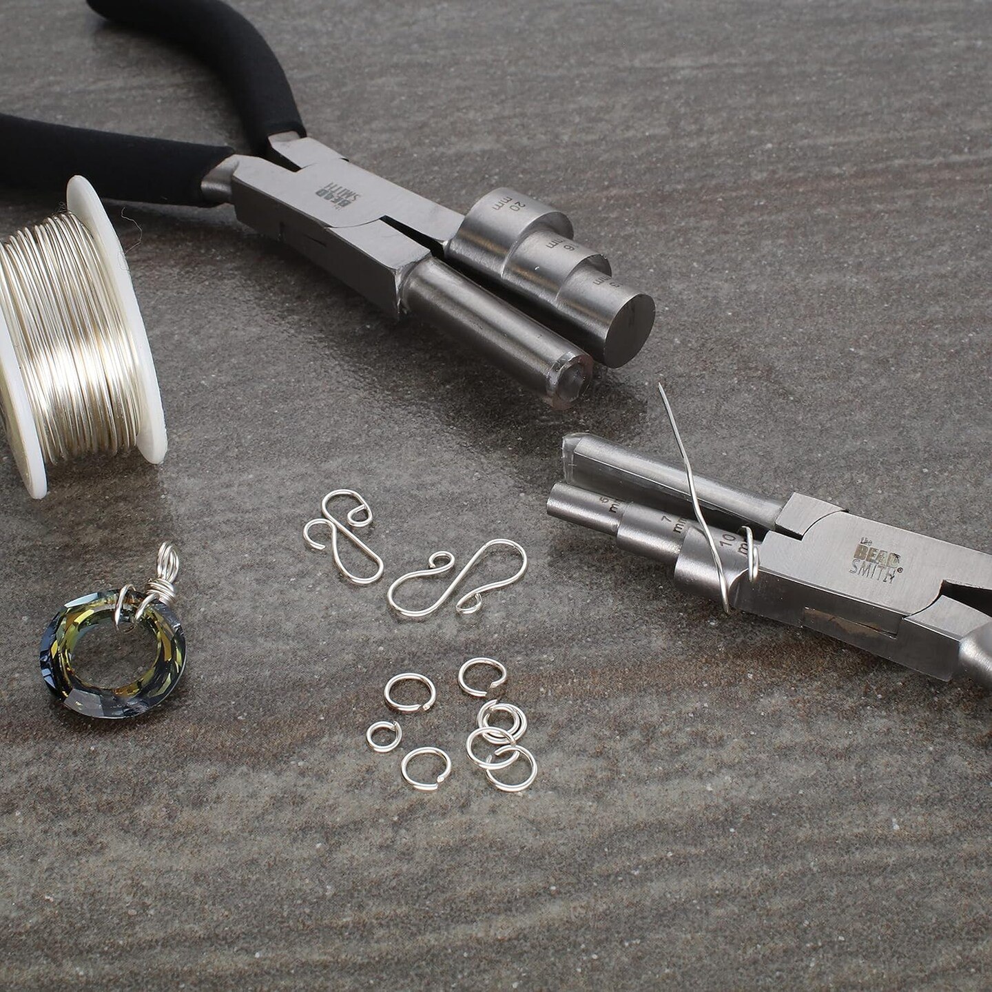 The Beadsmith Wrapper Pliers Combo – Wire Working Pliers – Big 7” (178mm) and Little 6” (152mm) – Use to Create Loops and Jump Rings and Protect Wire While Jewelry Making – 2 Piece Set