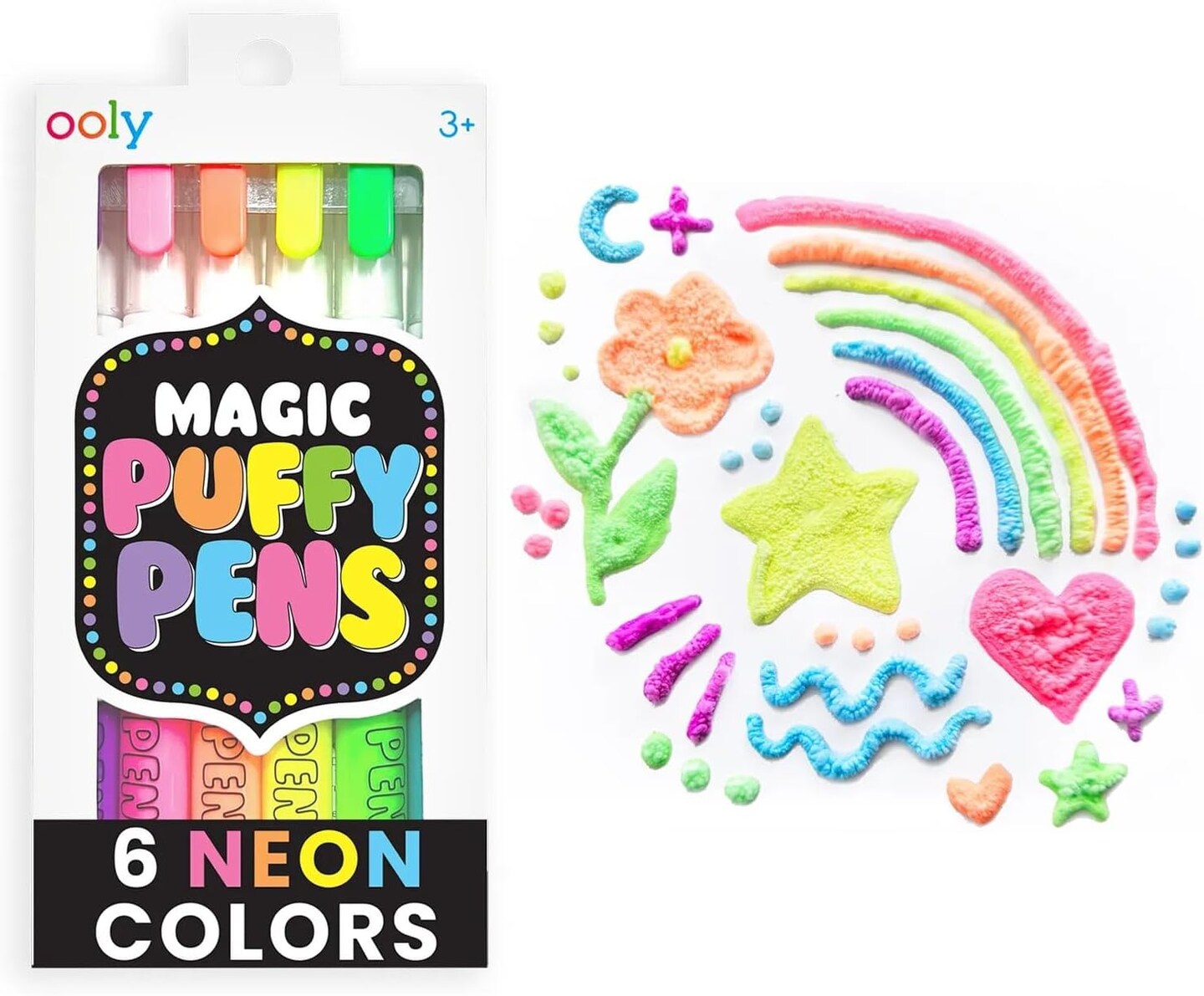 Set of 6 Neon Gel Pens Set (Puffy Pen)