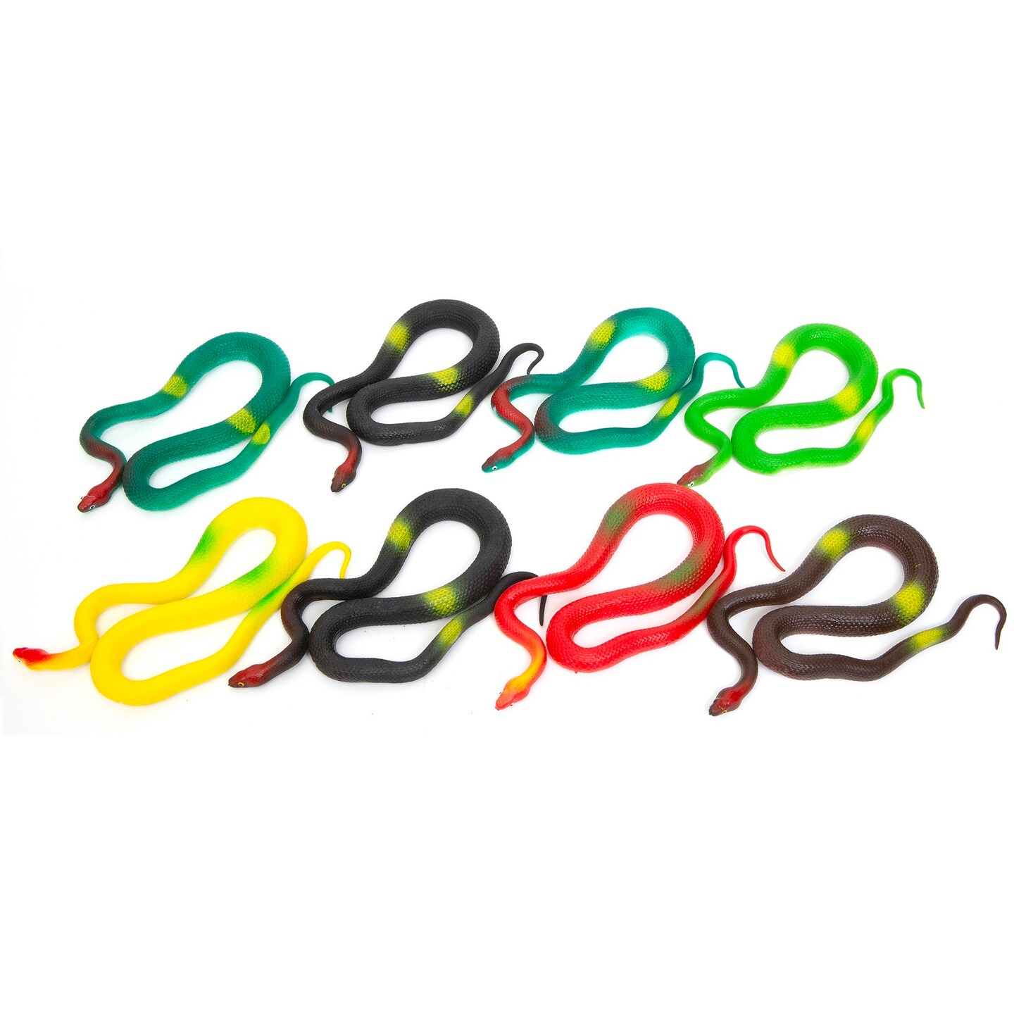 Boley: 19&#x22; Rubber Snakes - 8 Pack Assorted Colors - Lifelike Design Reptile Toy Figures, Hilarious Prank Toy, Durable &#x26; Safe Material, Kids Ages 3+