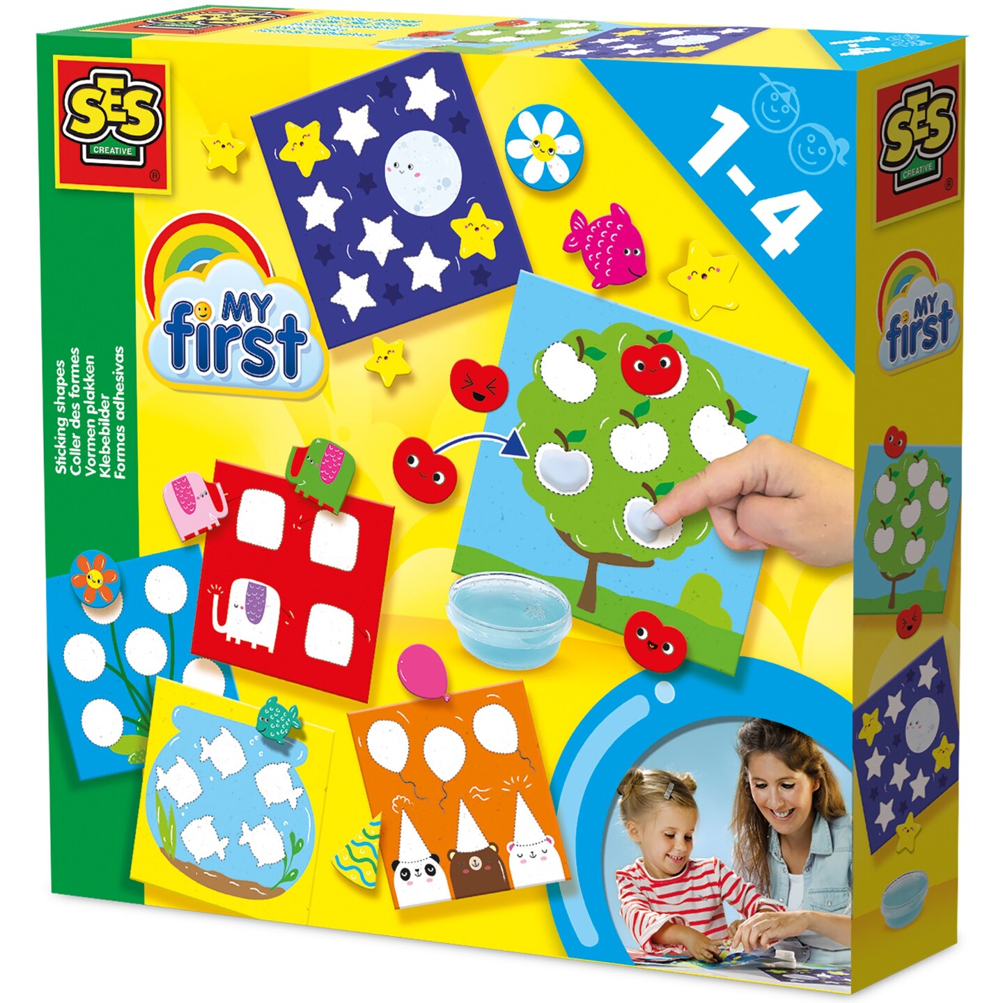 SES Creative: My First Sticking Shapes - Shape Placing Mosaic Art Activity, Glue Cute Nature & Animal Stickers To Scenes, Craft, Baby-Toddler-Kid 1+