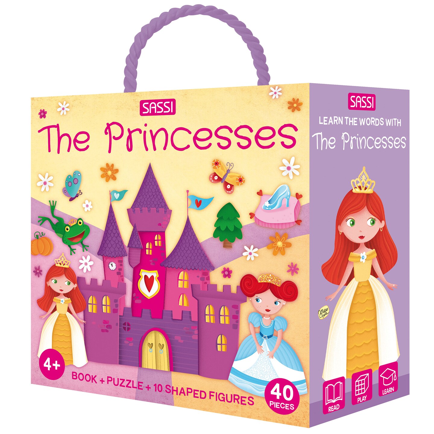 Sassi: Q-Box - The Princesses - Read-Play-Learn Enchanting Set, 40pc Puzzle, Booklet, 10 Figures, Storage Box, Interactive Educational Fun, Kids 4+