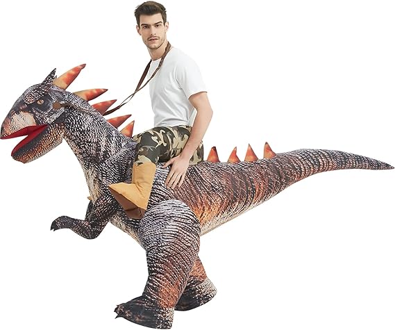 GOOSH Inflatable Dinosaur Halloween Costume Riding Stegosaurus for Kids and Adults